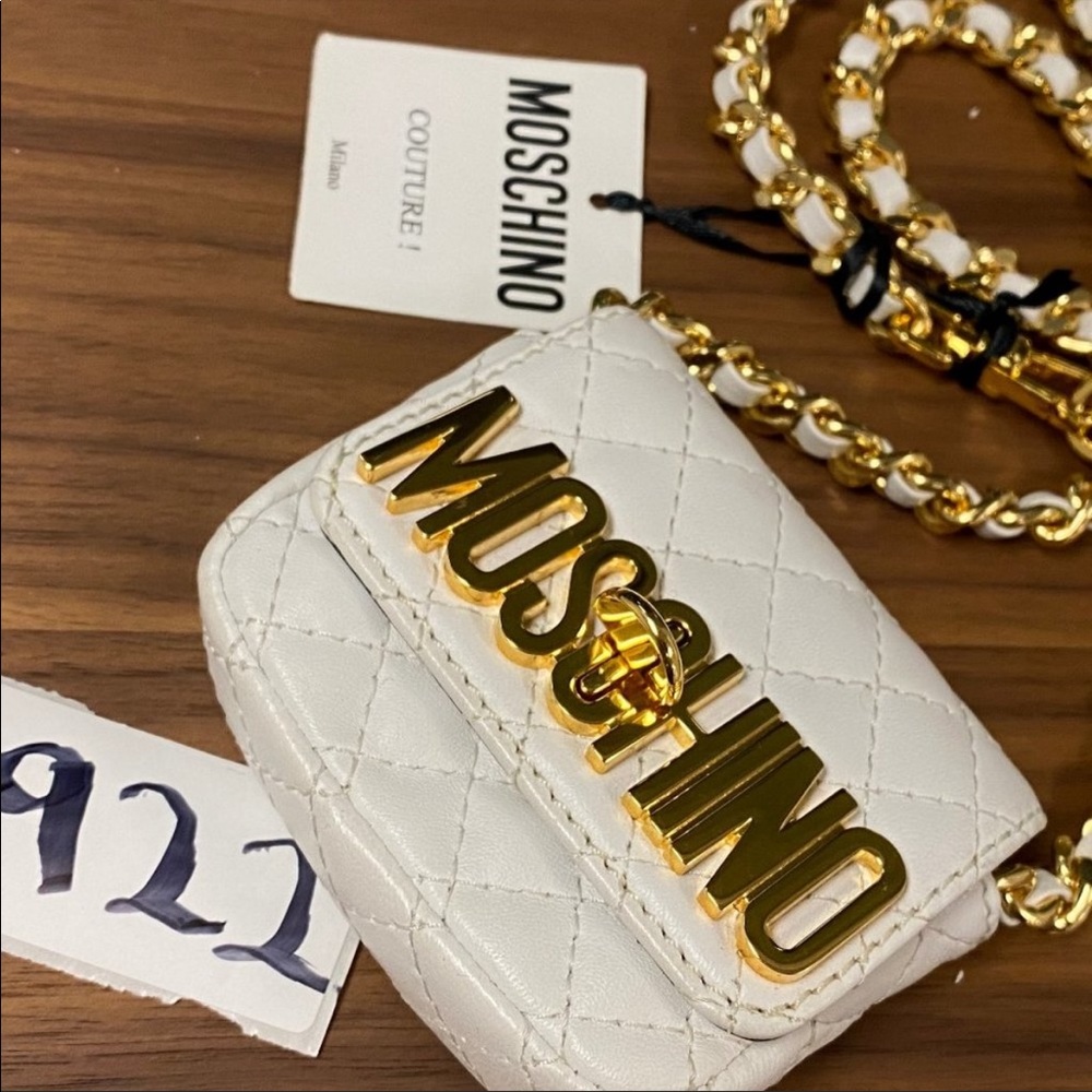 Moshchino Quilted Mini Crossover Bag - White